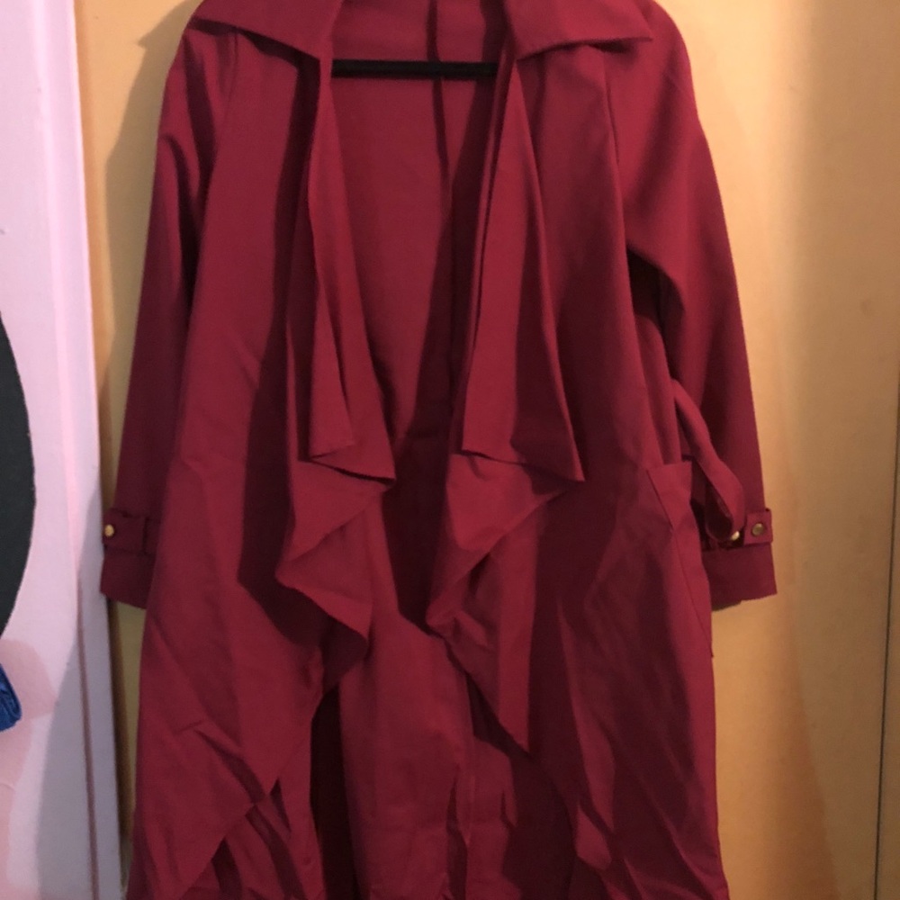 Red/burgundy long blazer